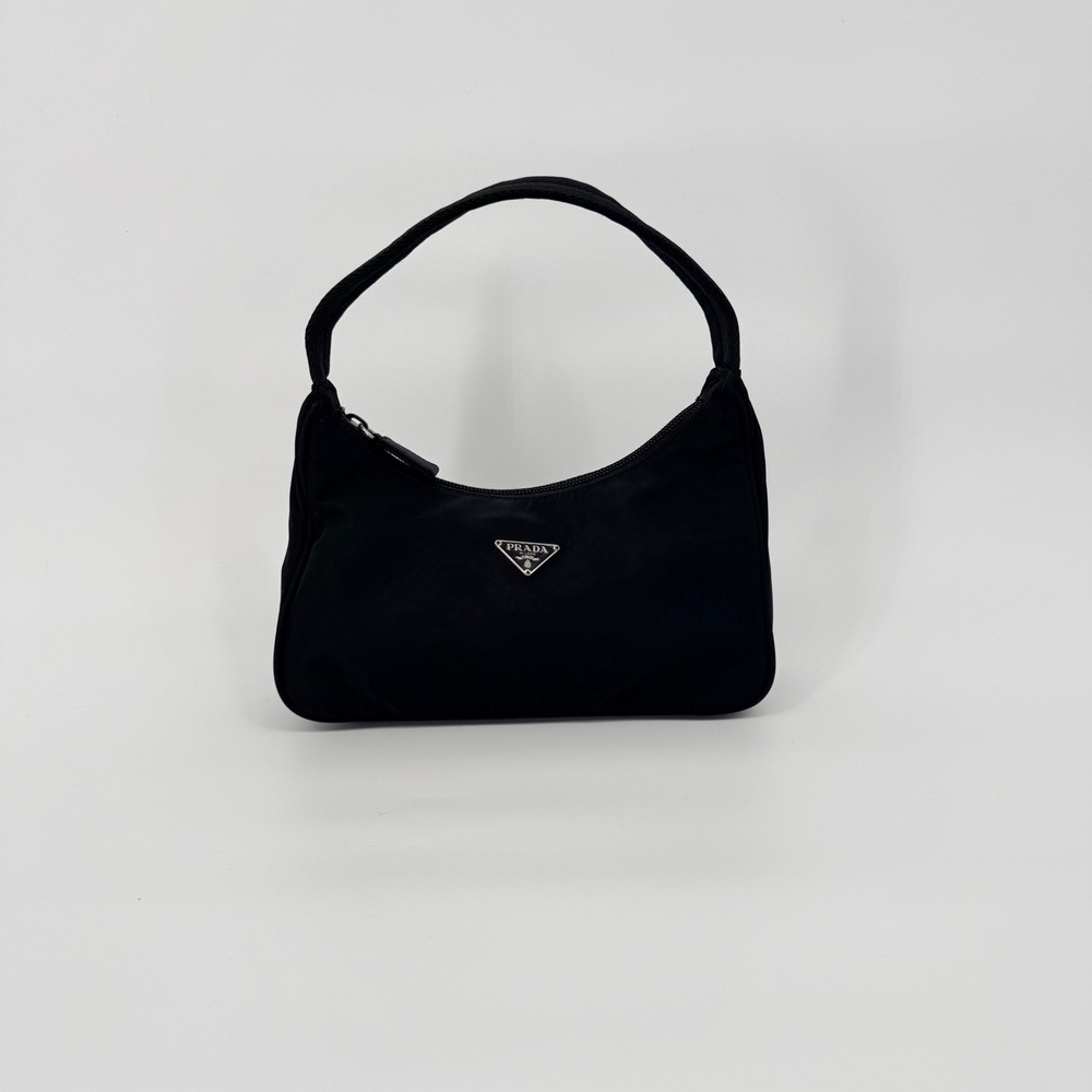 Prada Nylon Mini Shoulder Bag Black Re Edition Tessuto Baguette Y2K Aesthetic